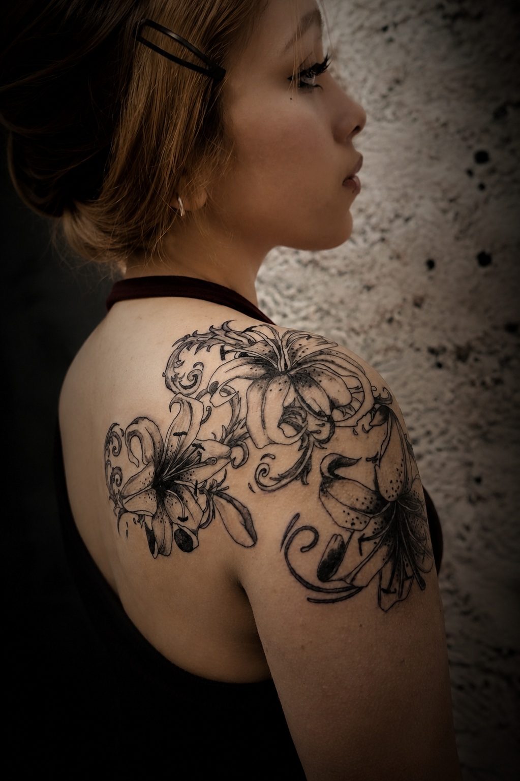 Tatuaje blackwork botánico — pieza 03