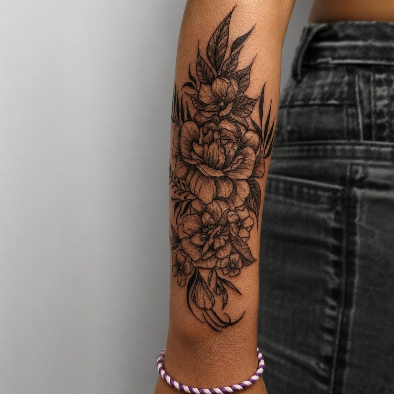 Tatuaje blackwork botánico — pieza 09