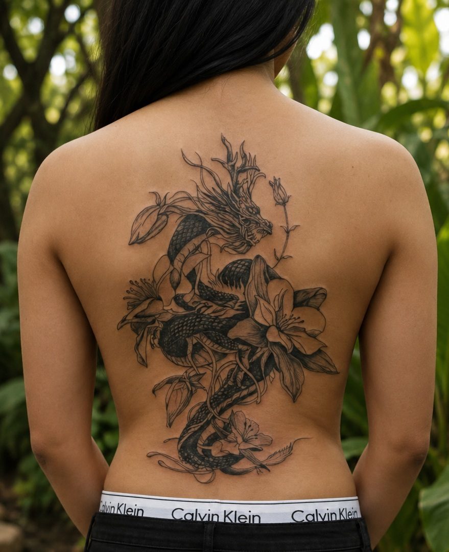 Tatuaje blackwork botánico — pieza 21