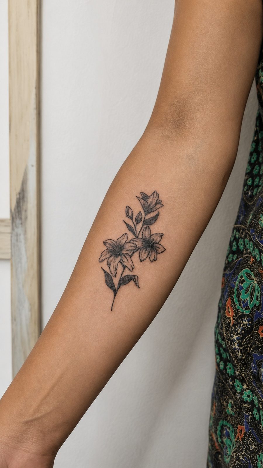 Tatuaje blackwork botánico — pieza 23