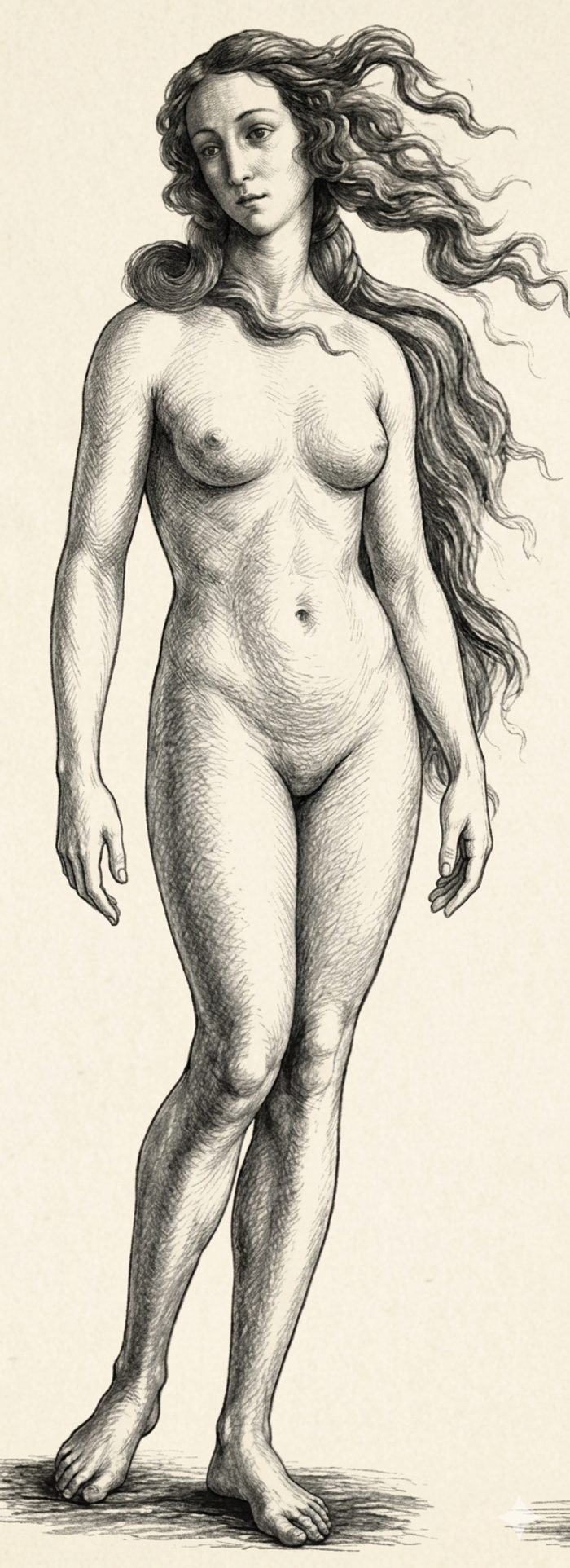 Venus de frente — dibujá la zona del cuerpo